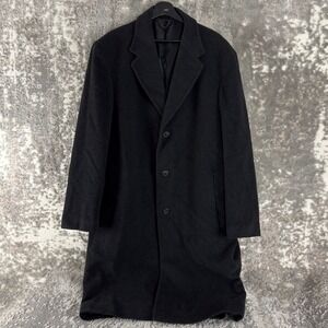 Burton‎ Menswear Size XLG Wool Blend Overcoat Long Trench Coat Charcoal Grey Men